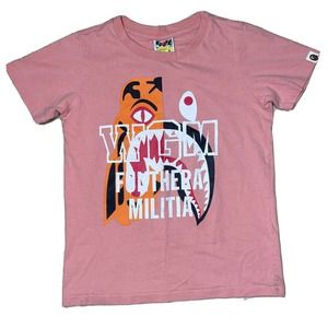 Rare Bathing Ape Bape WGM FUNTHERA MILITIA Ladies XS Tshirt Pink Shark Tee Tiger
